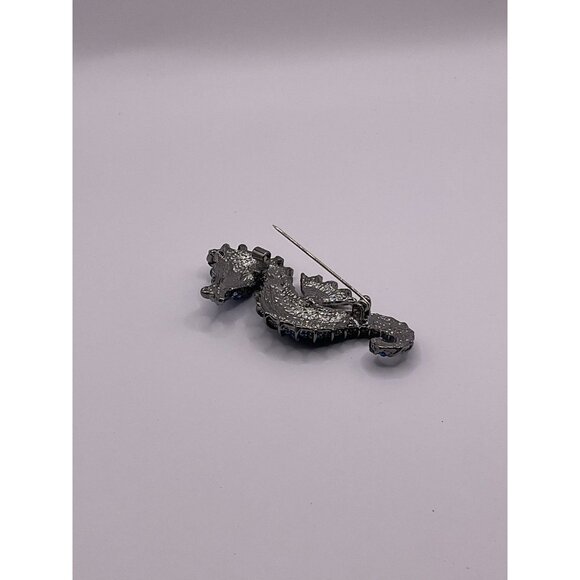 Sparkling Seahorse Brooch Pin With Blue & Green Rhinestones - Picture 3 of 6